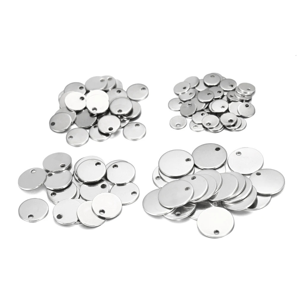 100 customized laser engraved stainless steel charm heart-shaped circular oval blank pendant dog tags for DIY jewelry making 250427