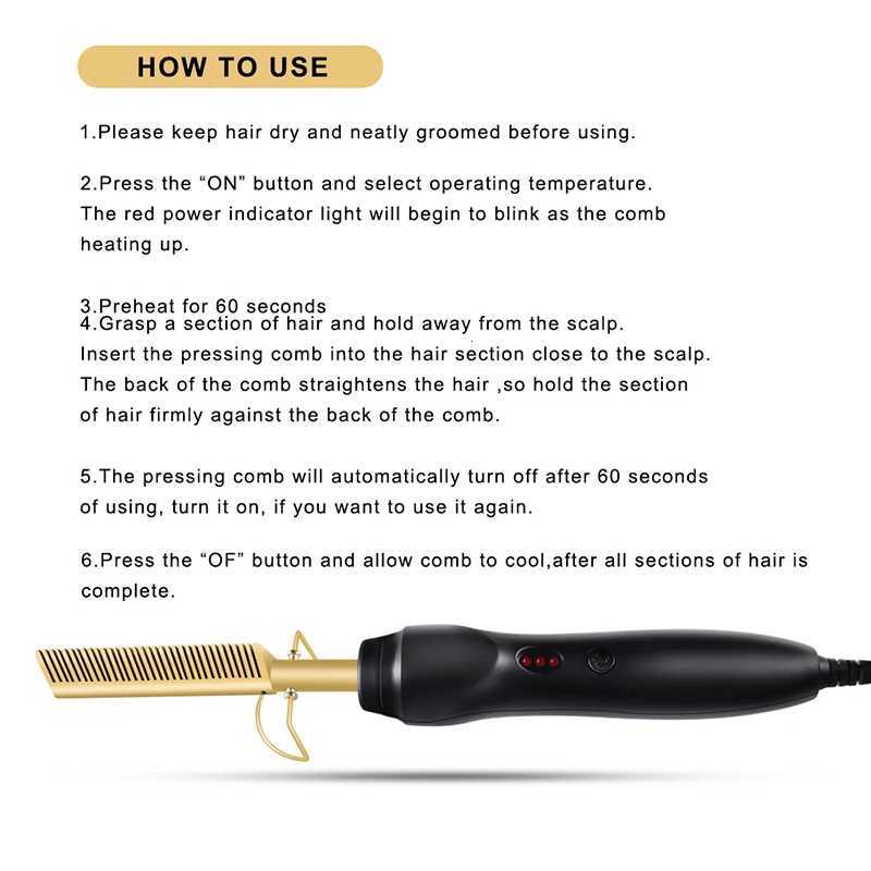 Customized Professional Portable Electric Hair Straightener Ceramic Hot Comb Straightener for Wigs Human Hair Salon ToolT251129