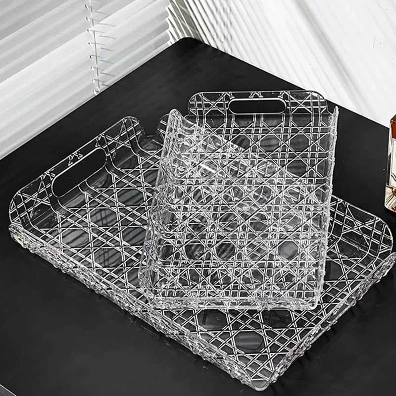 Luxury Rattan Rectangle Storage Tray for Coffee Table Dressing Table Kitchen Tea Tray Multi-Purpose Serving Tray YY33 Y251129