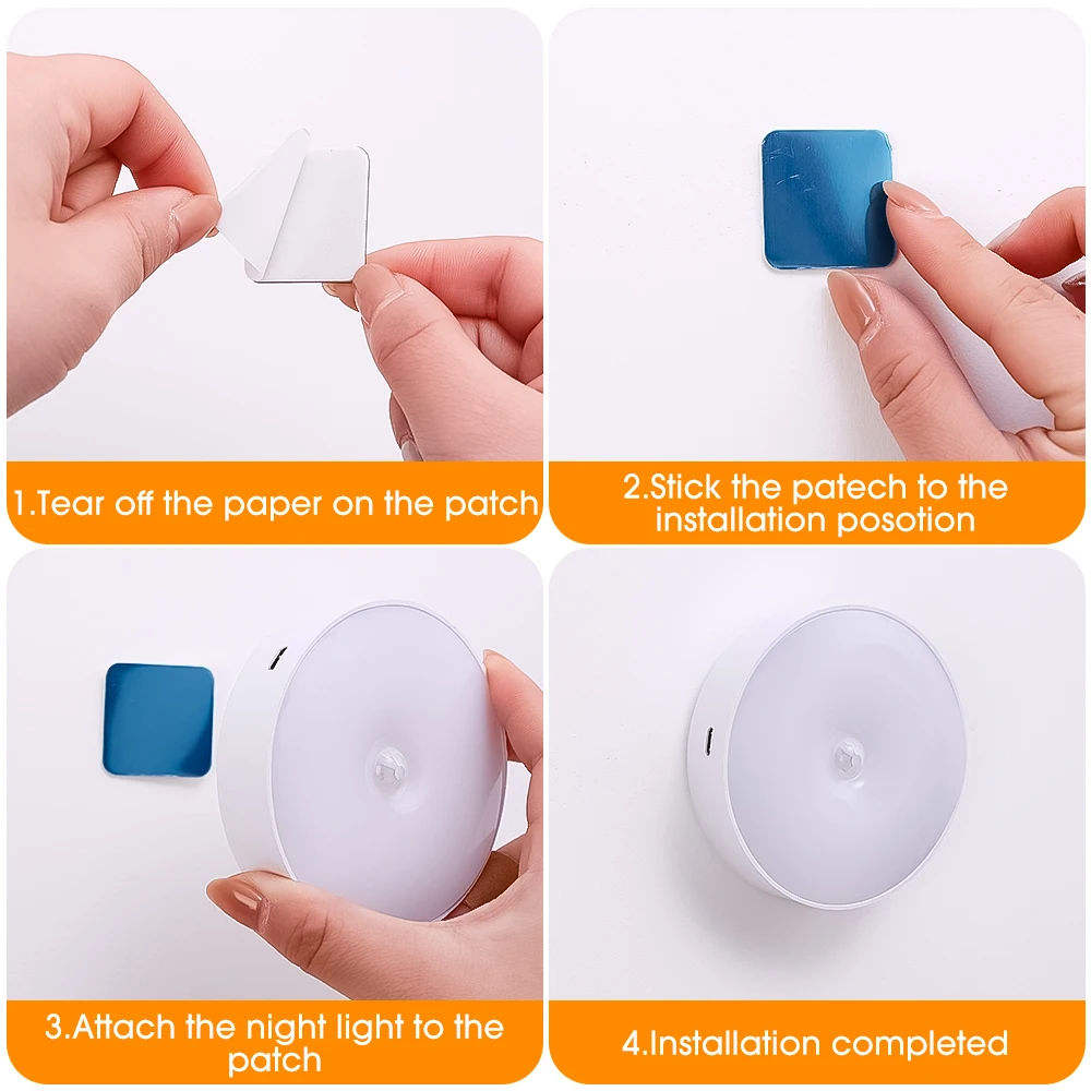 LED Smart Human Body Sensor Night Lamp Emergency Automatic Lighting USB Charging Wireless Magnetic Suction Use Night Light