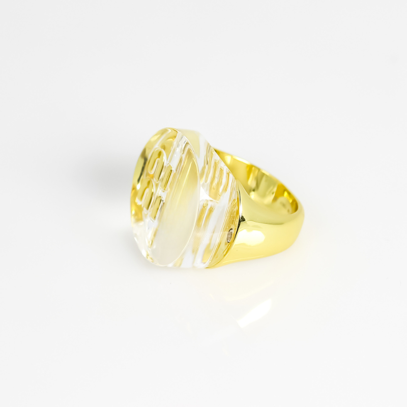 Free shipping MM letters designer ring for women gold retro vintage round acrylic clear transparent rings jewelry top grade Free shipping