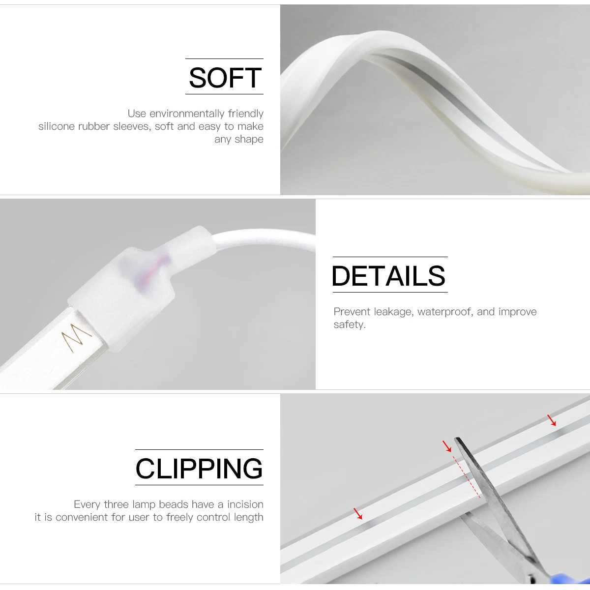 5V USB Tuya Smart Home WiFi Neon LED Strip 1M 2M 3M 5M White/Warm White Dimmable LED Strip Light Work With Alexa Google Home M251129