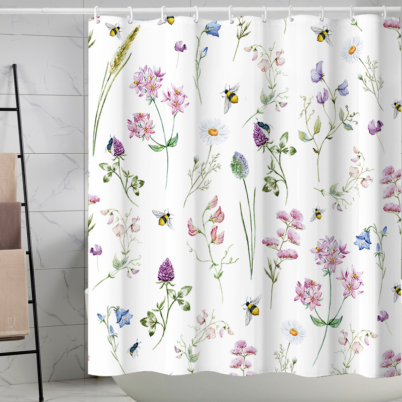 YL-37839 Polyester Marine Print Thickened Waterproof Shower Curtain - Multiple Styles Available for Wholesale Bathroom Curtains