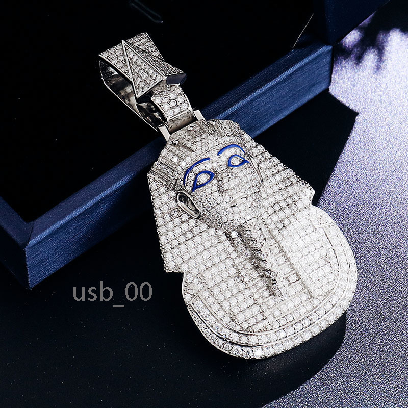 Custom Mummy Mask Pendant 925 Sterling Silver 10k14k18k Gold HipHop Moissanite Pendant Egyptian Pharaoh Iced Out Jewellery