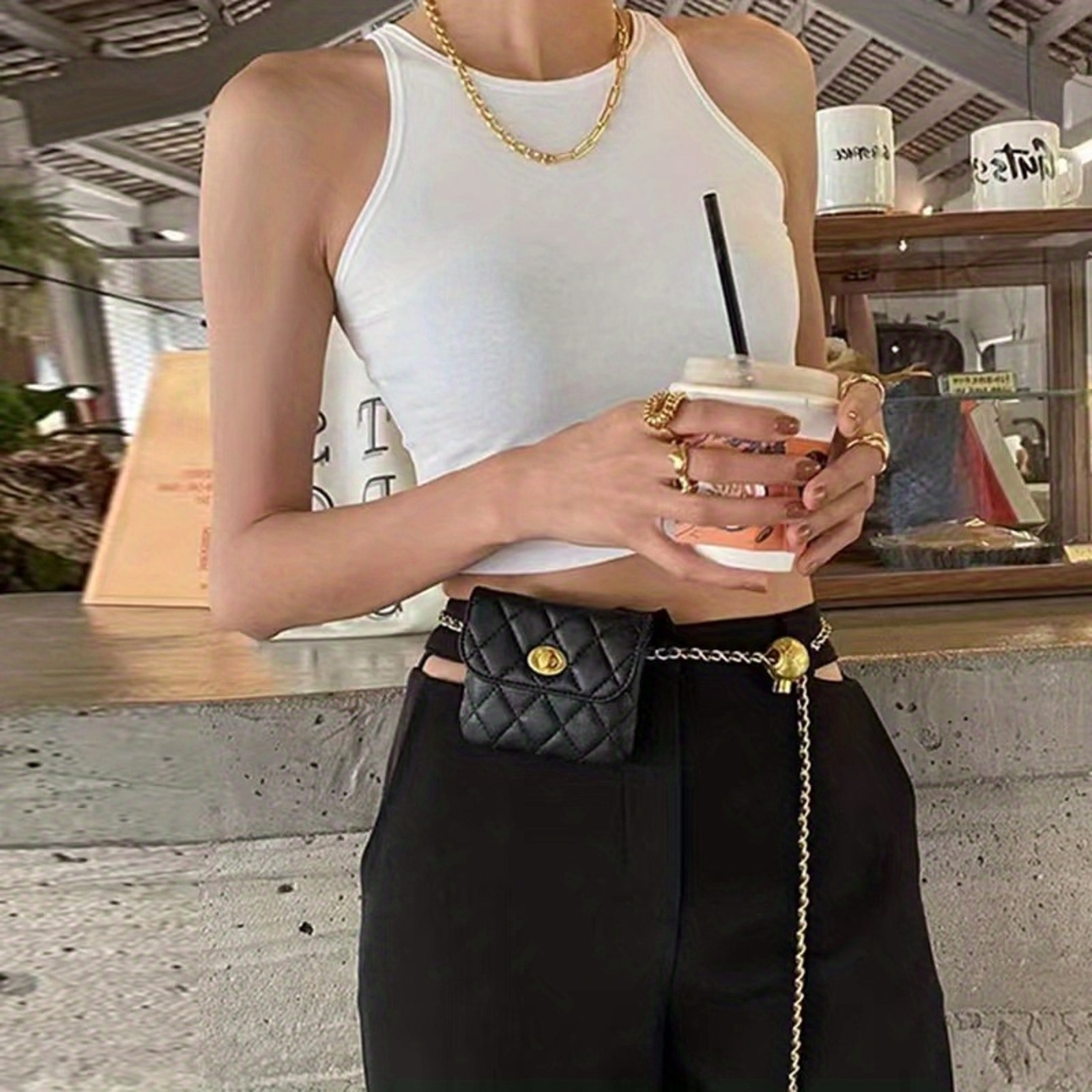 Shoulder Bags Hot Sale Luxury Quilted Waist Pack with Gold Ball Pendant - Stylish Belt Bag Crossbody Handbag Mini Purse Free Shipping Worldwide