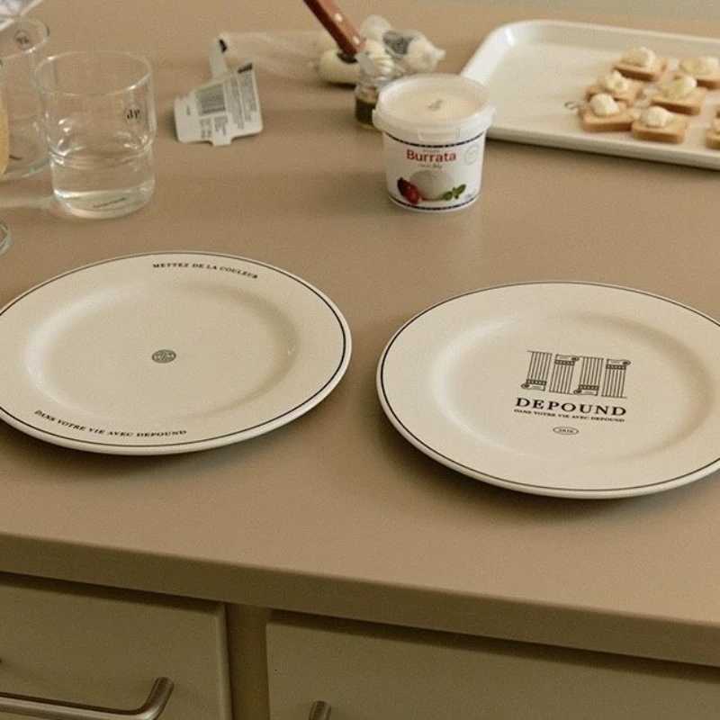 Luxury Korean Instagram Bloggers Plate French Letter Disk Toast Bagel Plate Fruit Dessert Cake Plate Italian Noodle Dish Korean Style Y251129