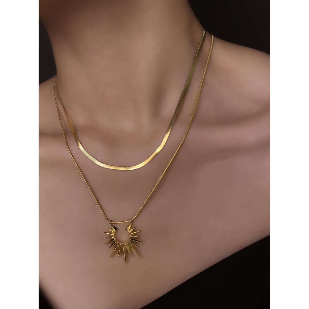 designers sun necklace womens instagram red titanium steel jewelry niche pendant medium length collarbone chain