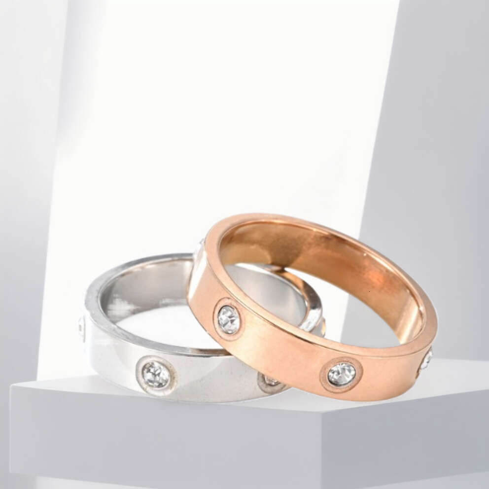 light luxury diamond studded ins highend mens womens titanium steel couple ring fashionable and exquisite ring