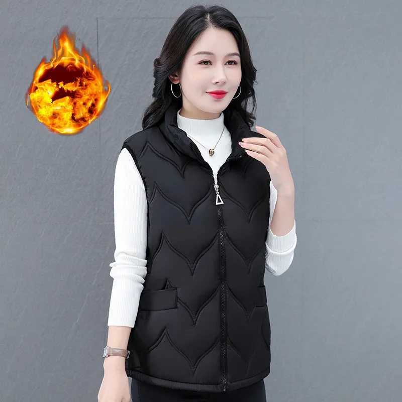 WomenS Autumn And Winter New Style Mom Outfit Fashion Versatile Sleeveless Coat Casual Loose Stand Up Collar Thick Warm VestT251129