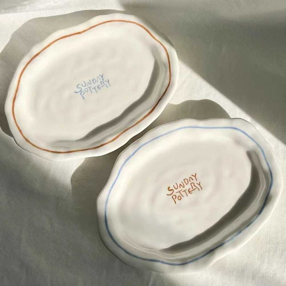 Luxury Simple Solid Color Tableware Ceramic Pasta Steak Plate Dinner Plate Creative Kitchen Irregar Shape Serving Tray Cooking Dishes Y251129