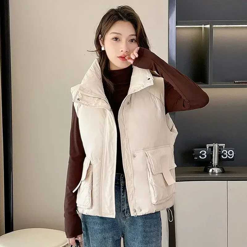 Lady Padded Cotton Giletes Half Stand Collar Short Cold Classic Youthful Womens Vests Sleeveless Warm Elegant Autumn CasualT251129