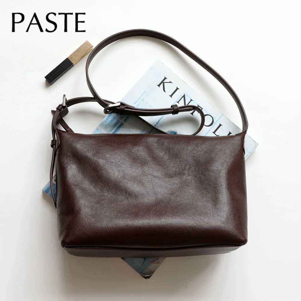 Relaxed Feeling Slouchy Style Women Crossbody Bag Light Weight Vegetable Tanned Cowhide Leather Female Shoulder Bag Leisure Tote K251128