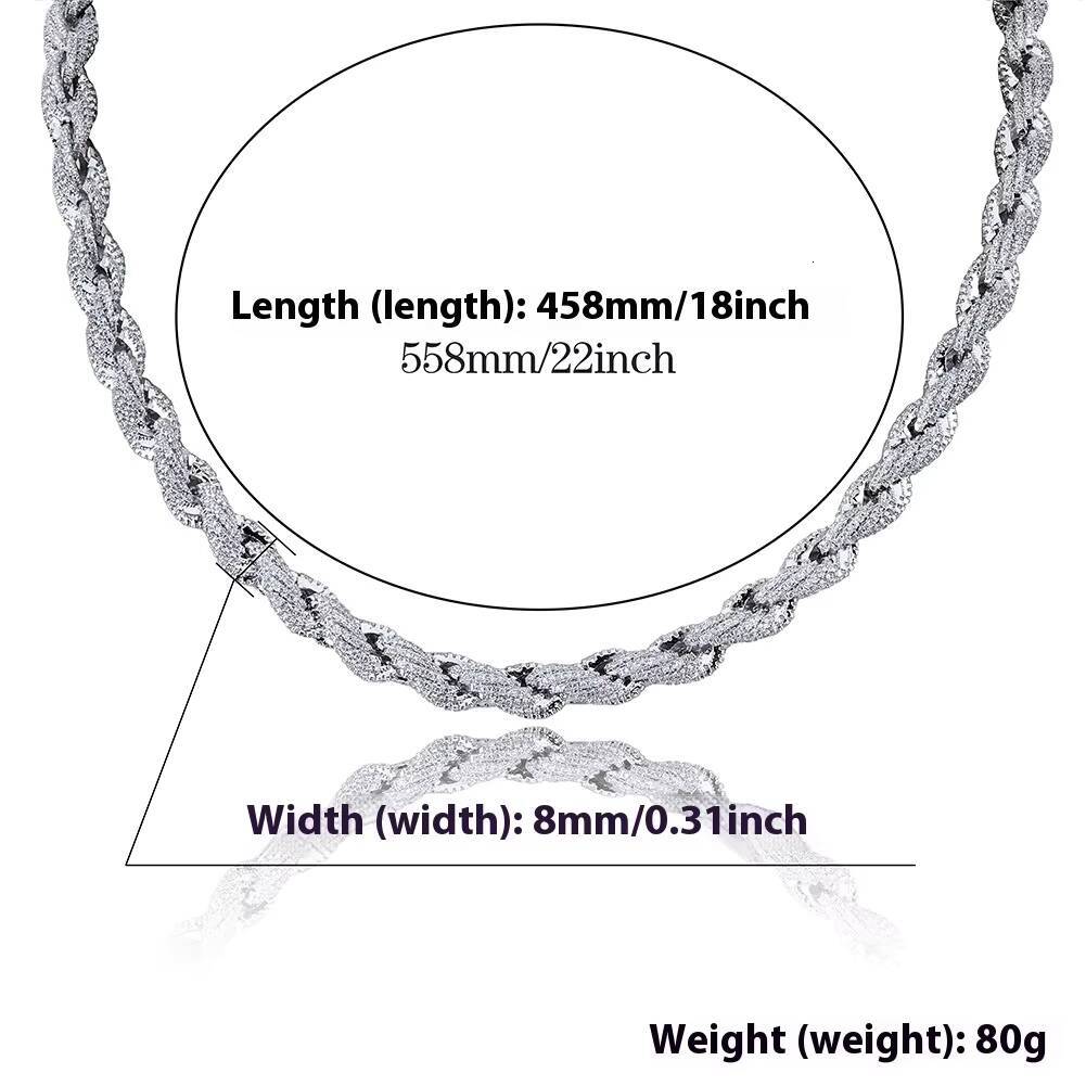 8mm Miami Cuban Chain for Men New Stile Studded Full Cubic Zircon Diamond Safety Lock Rope Shape Irregular for Necklace