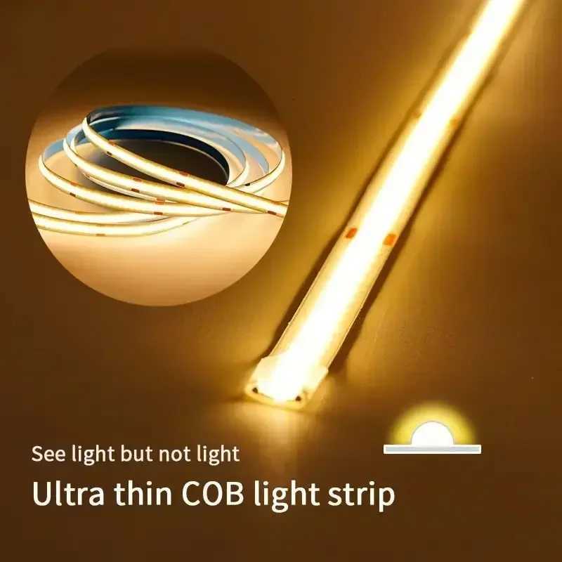 5V USB COB LED Light Strip Linear Touch Dimmable Flexible Diode Tape Home Christmas Lights TV Mirror Backlight Room Decoration M251129