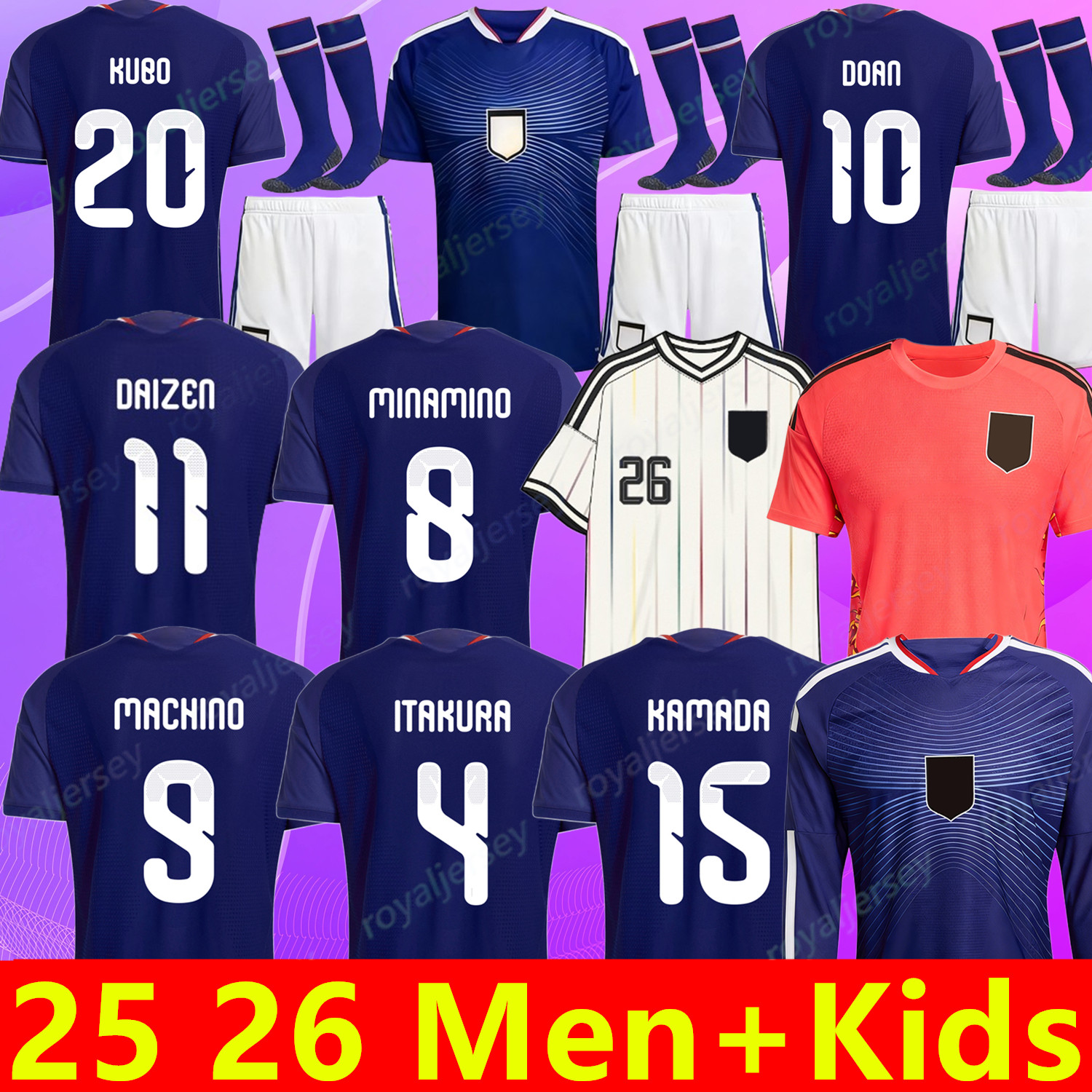 Japan Jersey 2026 World Cup Soccer Jerseys Classic Cartoon Tracksuit: KUBO,DOAN, MINAMINO, TOMIYASU, TSUBASA More - Breathable Football Shirt 25 26 for Fan Player Version