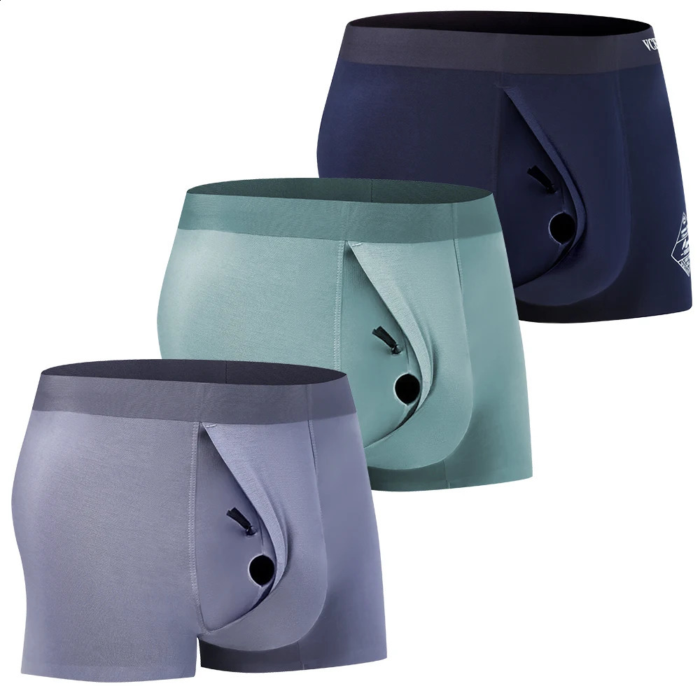Mens sexy underwear with protruding penis bag pre punching hole care skin length and width friction reduction sensitive 250420