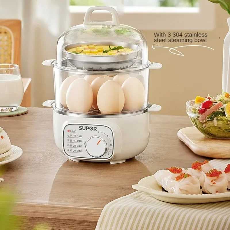 220V Electric Egg Boiler Home Automatic 2 Layers Food Steamer for Breakfast Steaming Cooking Machine C251129