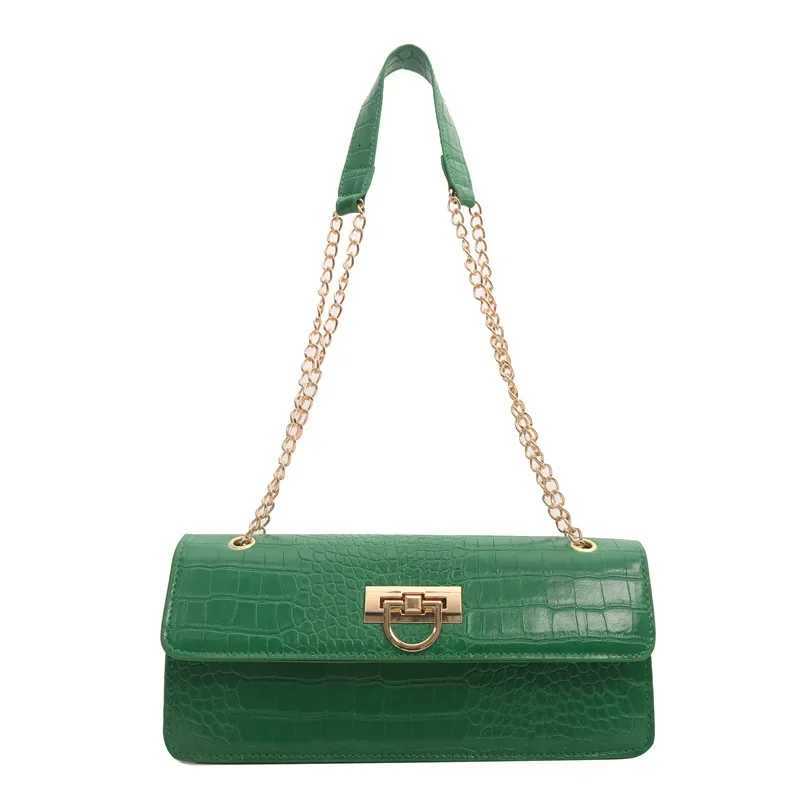 French PU Crocodile Pattern Chain Bag Womens 2024 New Fashionable PU Underarm Handbags Bag Trendy Messenger Bags K251128