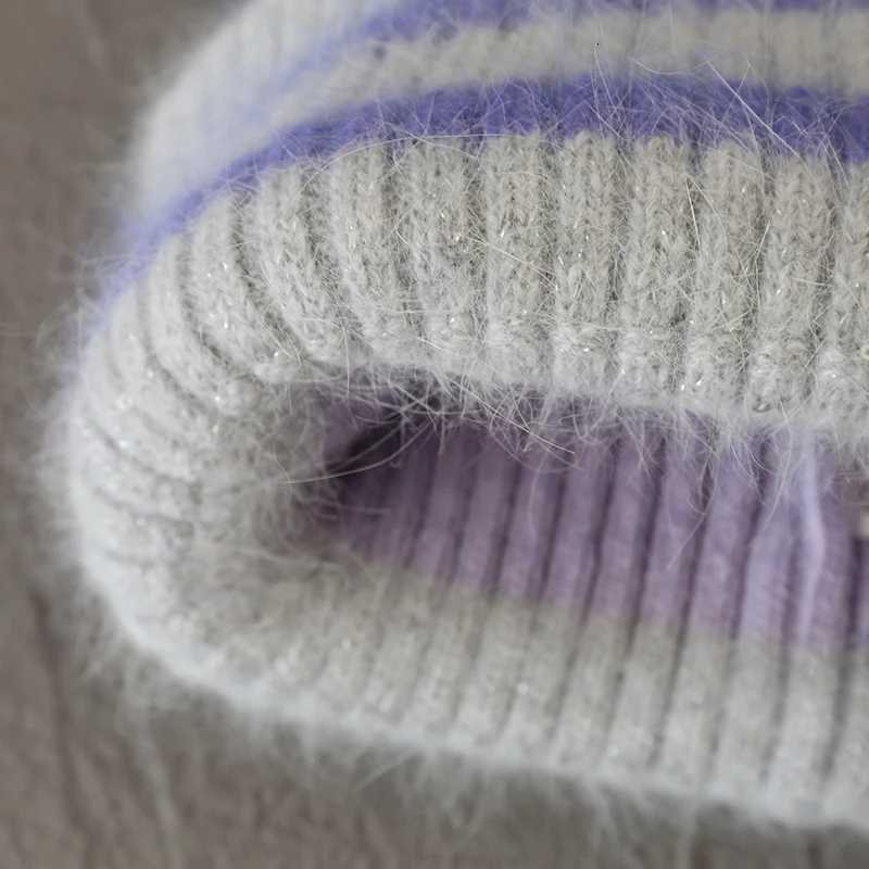 2025 Sequin Angora Fluffy Winter Hat for Women Skullies Beanies Knitted Hat Outdoor Windproof Thick Warm Knit Cap cold weatherXJ251129