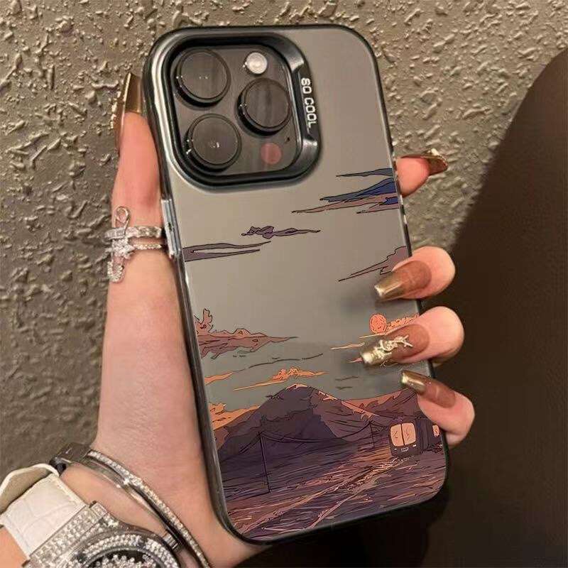 Anime Sunset is suitable for iPhone 16 phone case, Apple 15 Promax, new 14 Plus/13 anti drop 12