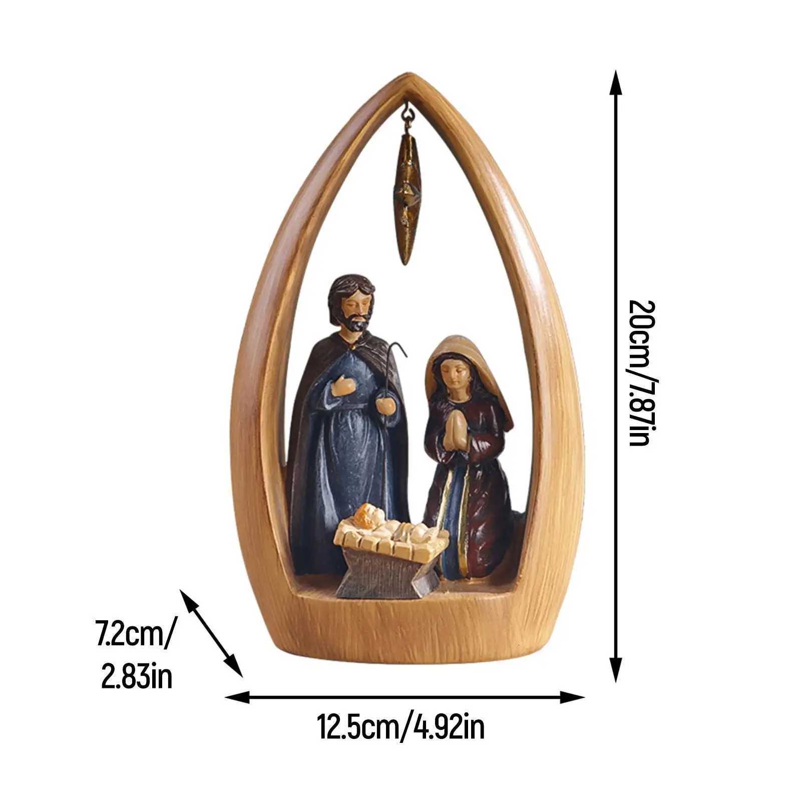 Nativity Scene Figurine Christmas Desktop Statue Religious Collection Gift Tabletop Scpture for Desk Off Bookshelf Decor H251129