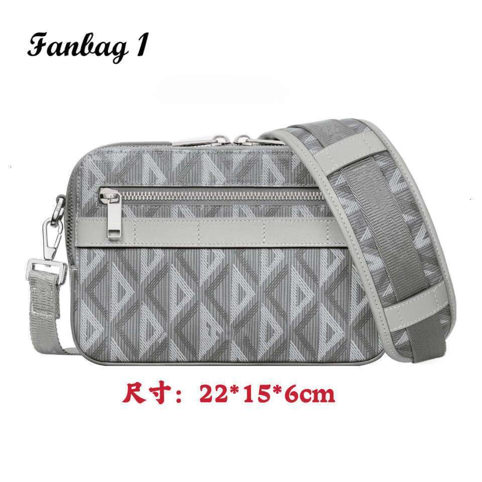 New men's PVC camera canvas coating classic checkered shoulder crossbody messenger bag