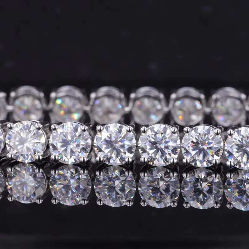 Starsgem 10 White Solid Gold 5mm Lab Grown Diamond Jewelry Tennis Bracelet