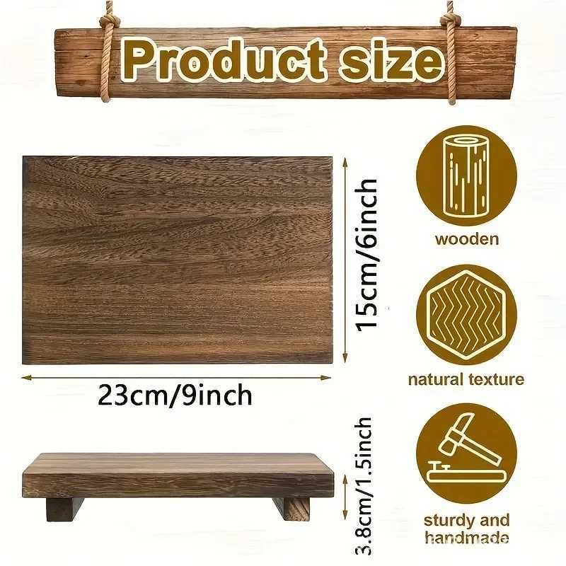 Wood Tray Pedestal Stand Bathroom Decor Wooden Vanity Hands Soap Scented Candle Storage Holder Tray Kitchen Seasoning Holder Y251129