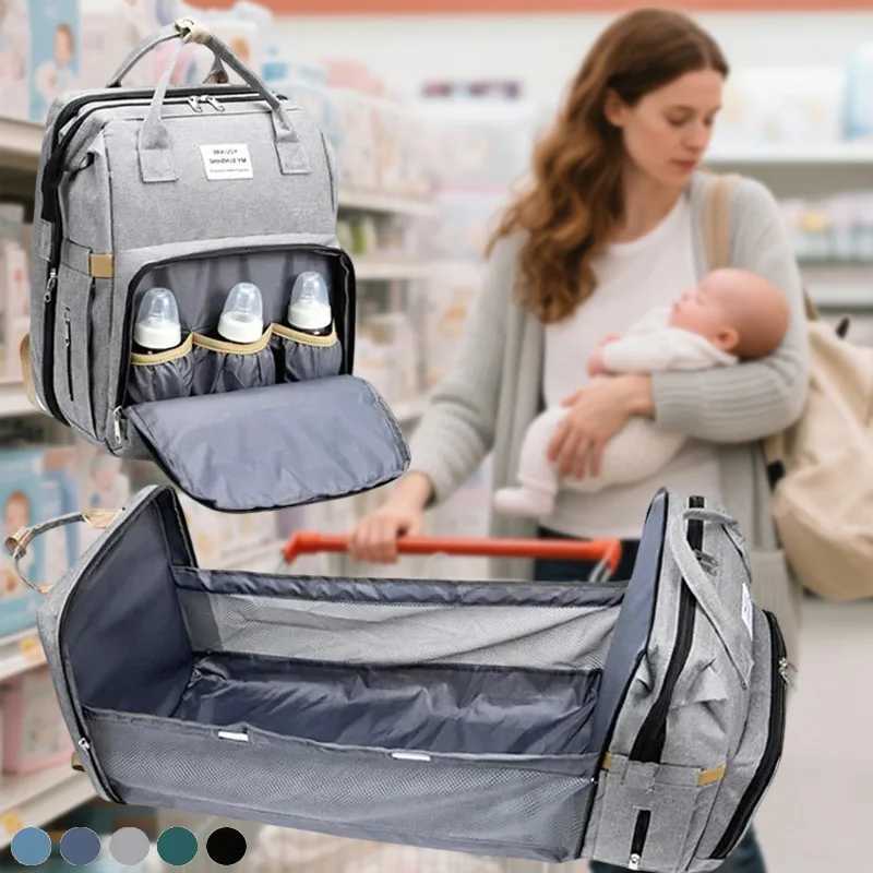 Mommy Diaper Bags Baby Bed Mother Large Capacity Nappy Milk Bottle Backpacks with Changing Mat Convenient Baby Nursing Bags Q251129