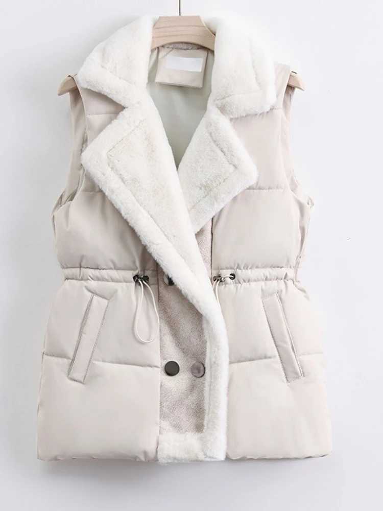 Autumn Winter Womens New Down Cotton-Padded Vests Jackets Sleeveless Female Turn-down Collar Outerwear Thicken Warm WaistcoatT251129