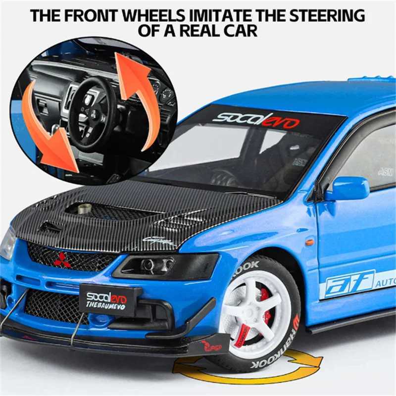 124 Mitsubishis Lancer Evolution 9 Alloy Sports Car Model Metal Modified Track Racing Vehicles Car Model Sound Light Kids Gifts J251129
