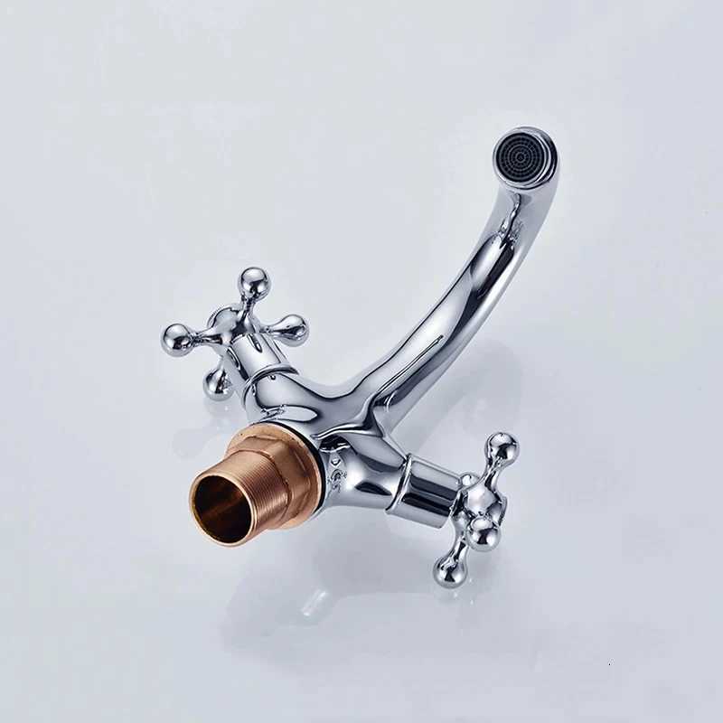Antique Brass Bidet Shower Basin Faucet Dual Cross Handles Hot Cold Water Mixer Tap Spout Kitchen Bathroom Toilet Water Tap M251129