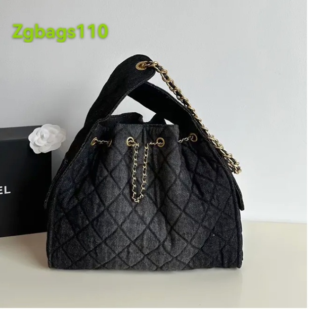 Women Large Casual Hobo Underarm Bag Golden Buckle Shoulder Tote with Flap Pockets Dia Lattice Matelasse Chain Strings Handbag Multi Colors Wallet 34x27cm