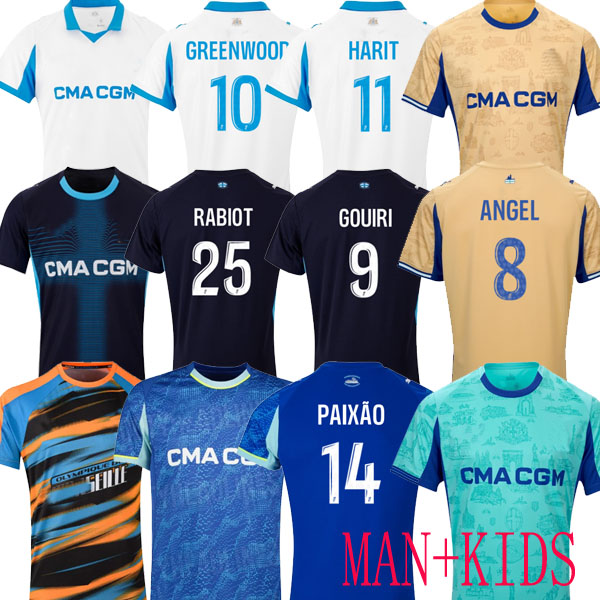 25 26 maillot de foot GREENWOOD marseile Soccer jerseys OUNAHI harit 125TH FOURTH AWAY man KIDS football shirt hommes enfants NDIAYE MOUMBAGNA Mbemba SARR AWAY