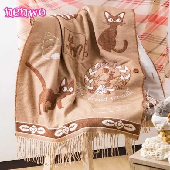 Scarfs Niche Scarf Shawl Fashionable Versatile Cute Cartoon Thickened Double-sided Winter Warm Button Scarf Girls Dual-purposeJ251129