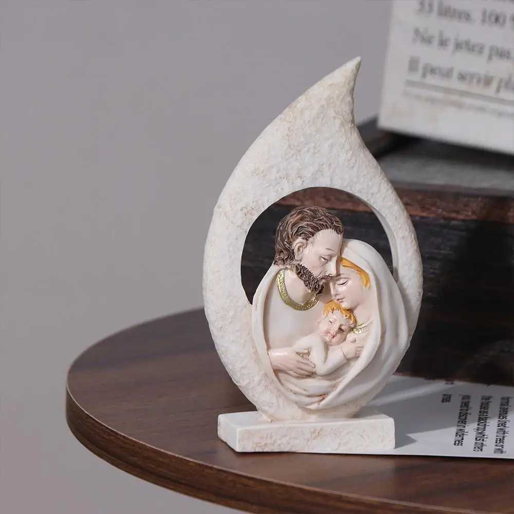 Creative Exquisite Sacred s Statue Painted Handmade Holy Family Figurine Crafts Resin Nativity Ornaments Christmas Gift H251129