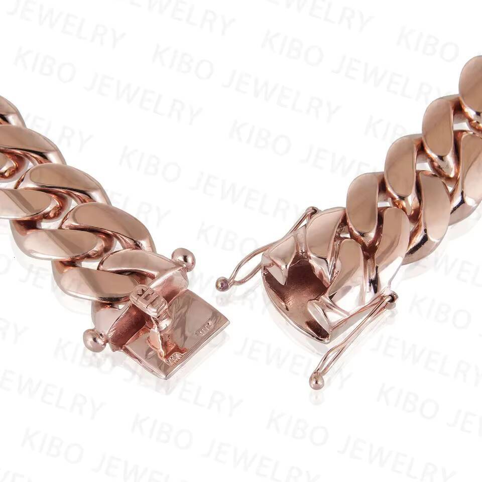 KIBO Hip Hop Real Pure 14K Solid Gold Cuban Link Chain for Mens Hip Hop Necklace Miami Chain