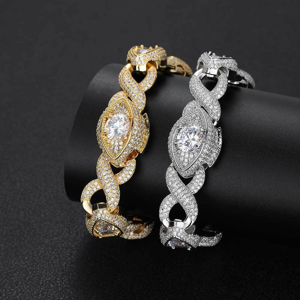 Pass Dia Tester Sier Gold Plated Hip Hop Jewelry Custom Infinite Eyes 8-character Chain VVS Moissanite Cuban Bracelet ddmythur
