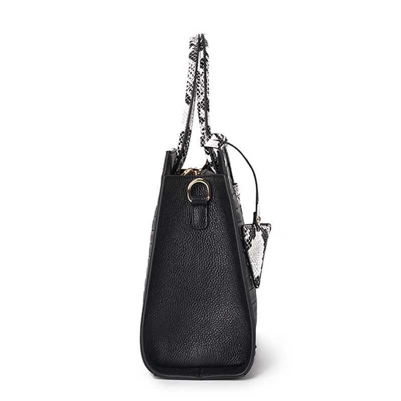 Aidrani Fashion Crocodile Embossed Cowhide Womens Handbag Large Capacity Black Casual Versatile One Shoulder Crossbody Bag K251128