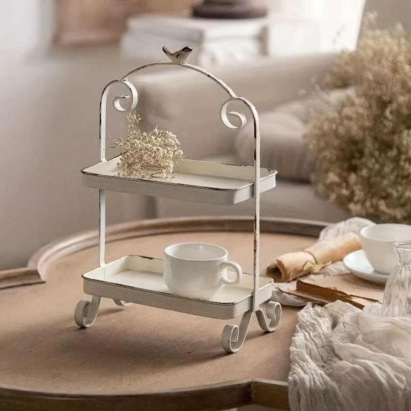 French Iron Tray Multi-Tier Lacquer Versatile Art Theme for All Holidays No Batteries Needed Y251129