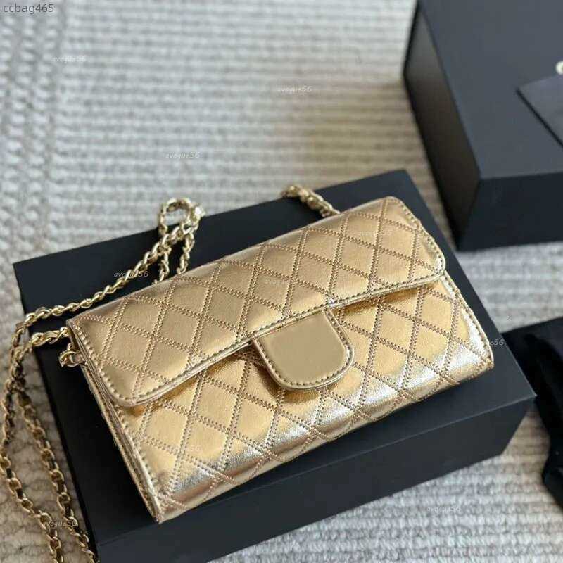 Luxury Bag Women Wallet Flap Bag Embroidery Diamond Lattice Card Holder Thread Lambskin Calfskin Leather Gold Metal Hardware Matelasse Chain Designer Purse 19cm