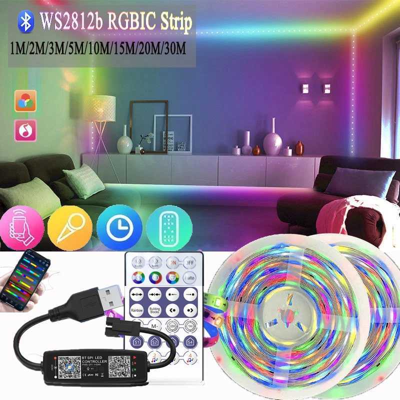 WS2812b RGBIC Led Dream Strip Bluetooth/Tuya Led Strip Lights TV BackLight 5M 10M 20M 30M Led Tape Flexible Ribbon For Room Deco M251129
