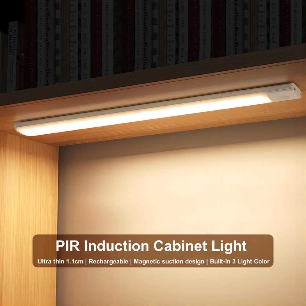 Ultra-thin PIR Motion Sensor LED Cabinet Light Wireless Portable USB Rechargeable Induction Lamp Room Aisle Detector Night Light M251129