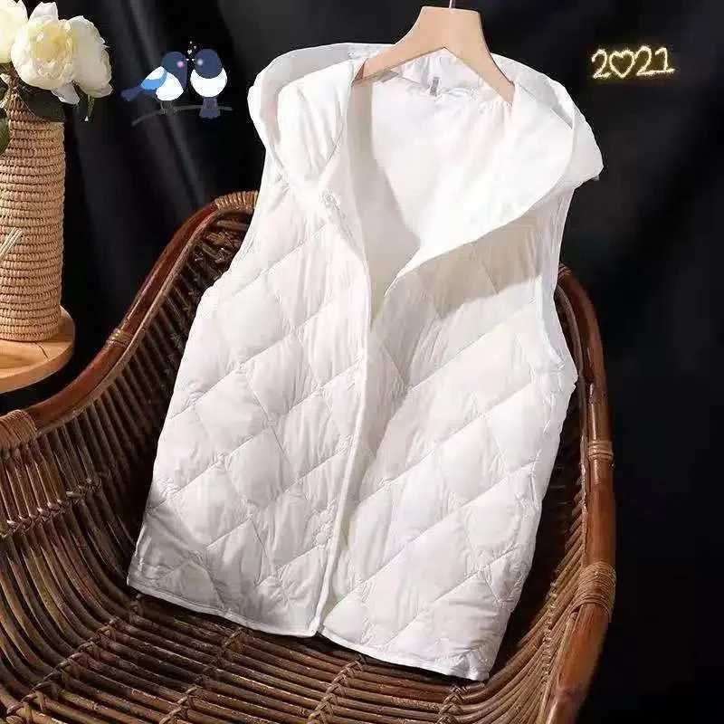 2025 Spring and Autumn down cotton vest for women lightweight hooded down cotton Jackets for Women Jackets White Black JacketT251129