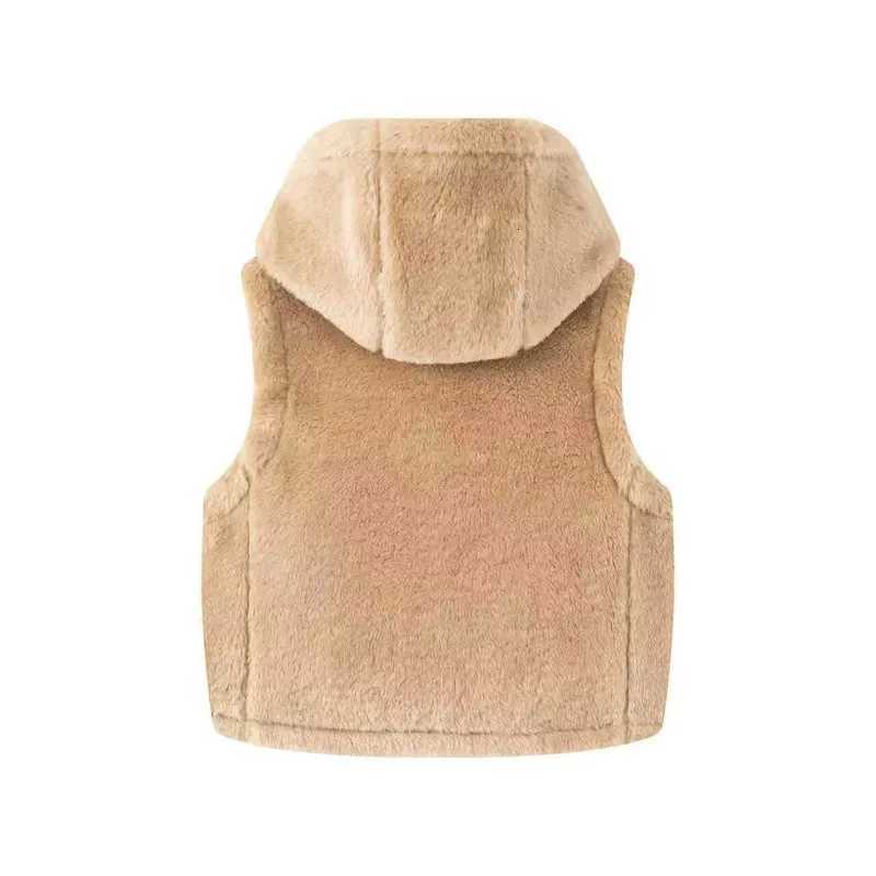 CharmChant Cropped Hooded Fleece Vests Woman Trend 2025 Winter New in Outerwear Sleeveless Cardigan Waistcoat Fur Coat WomenT251129