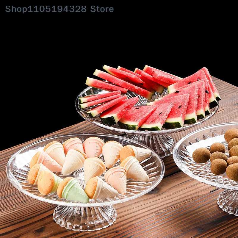 1PC 15/20/25/30cm Acrylic Serving Plates Fruit Dessert Salad Tray Cupcake Display Stand Round Dinner Plate Kitchen Supplies Y251129