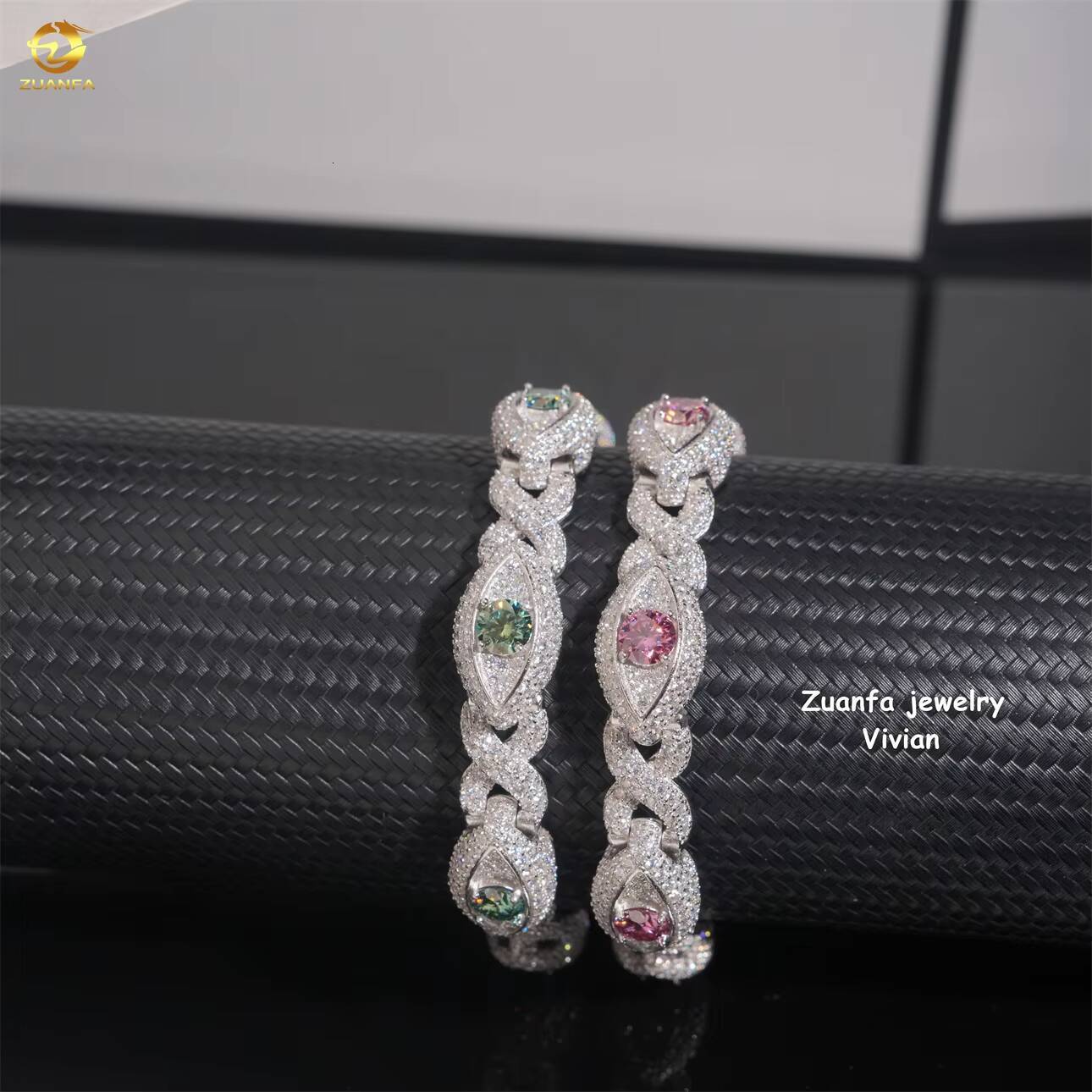 D Color VVS Moissanite Diamond Luxury Miossanite Hip Hop Fine Jewelry Sterling Silver 925 Miami Cuban Link Chain Bracelet