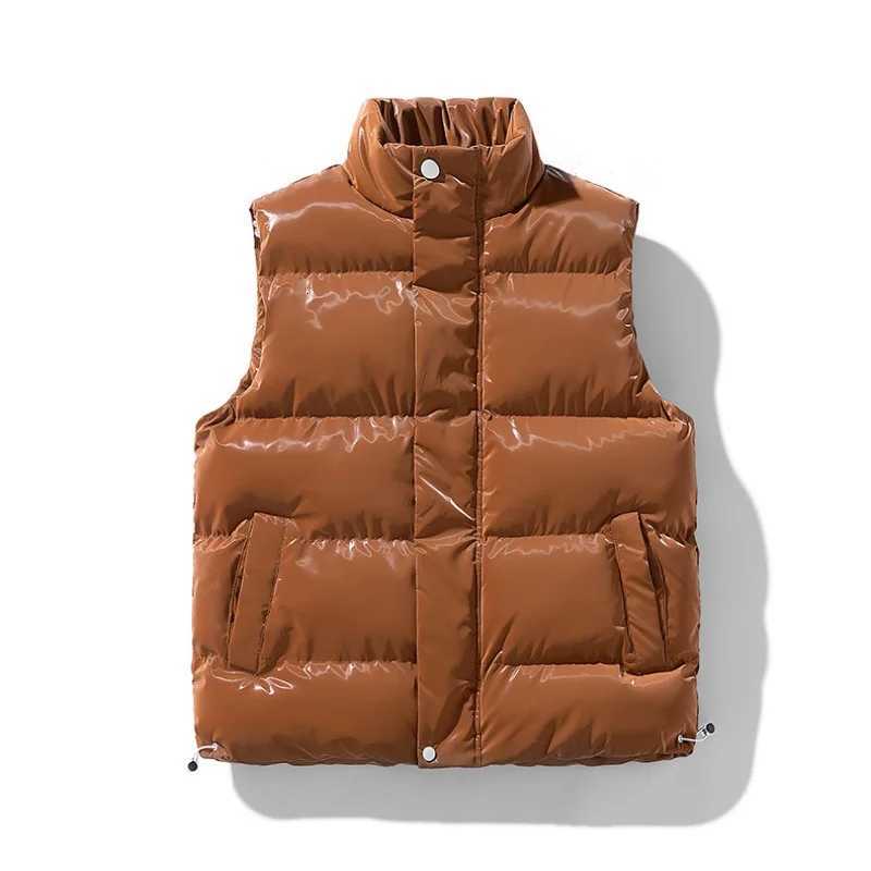 2025 Autumn Winter Man Down Vest Simple Solid Color Stand Collar Male Waistcoat Sleeveless Zipper Warm Lightweight Men CoatT251129
