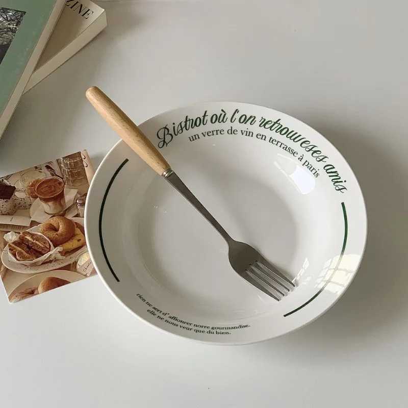 Luxury French letter plate ins high appearance ll ceramic he deep plate Western pasta salad plate breakfast plate Y251129