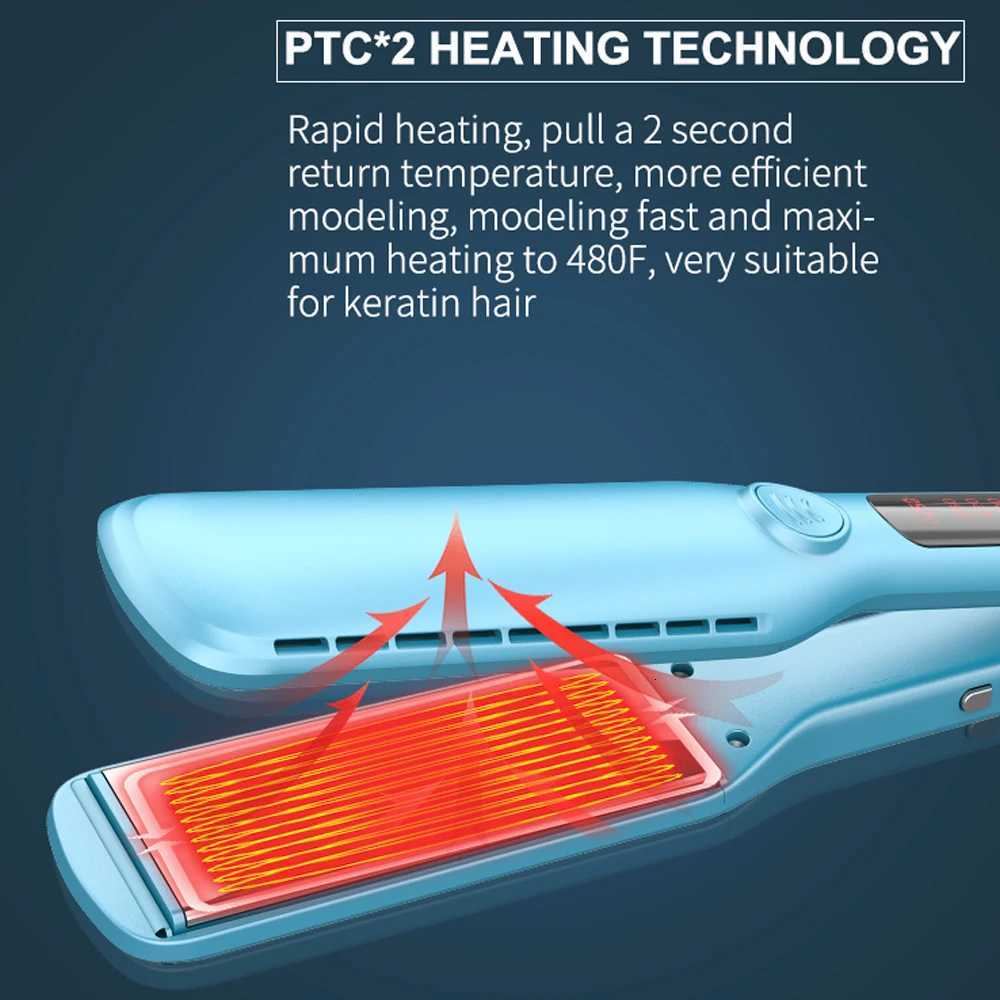 SMET Ionic Flat Iron for Hair With Adjustable Temperature 3D Titanium Floating Plates 2-in-1 Hair Iron for All Hair TypesT251129